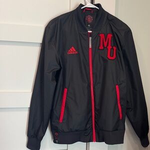Adidas Men's Black Jacket with Red Accents